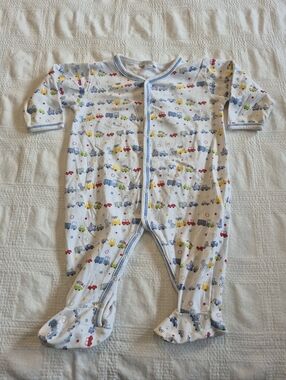 Kissy Kissy boys size 9 months automobile striped sleeper snap closure VGUC